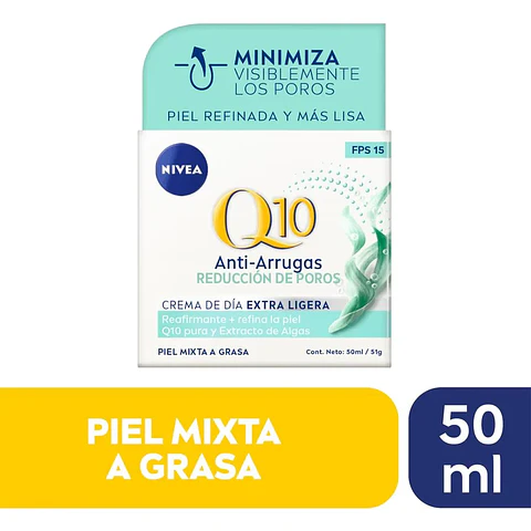 Crema facial Nivea Antiarrugas Q10 Reducción de Poros 50ml