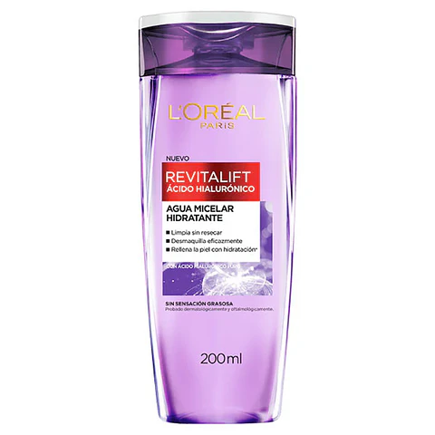 Agua micelar Loreal Revitalift ácido hialurónico 200ml
