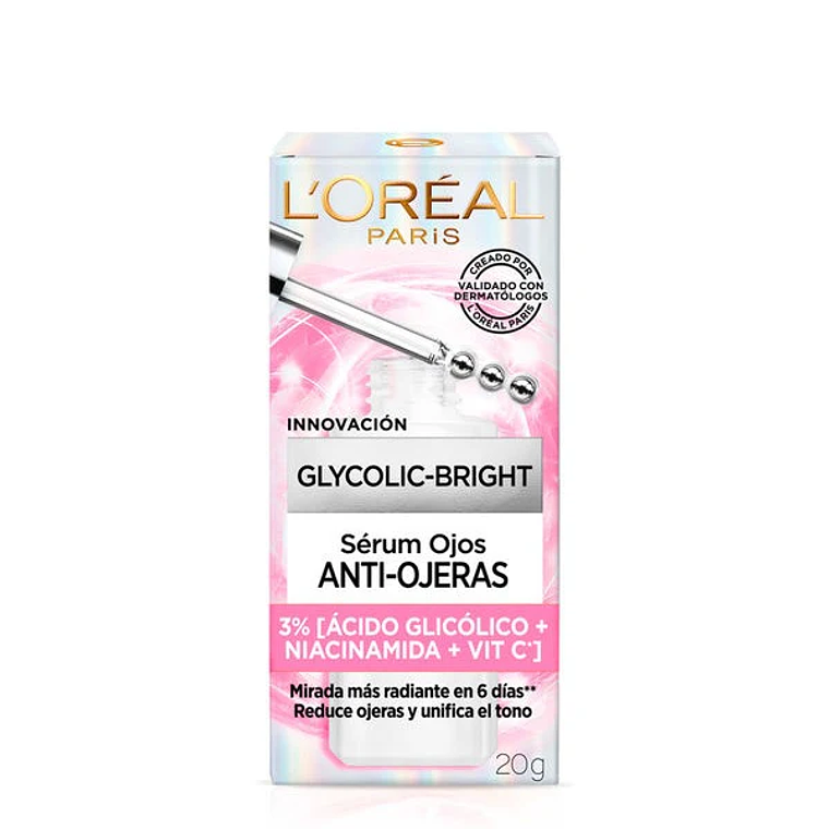 Serum ojos Loreal Anti-ojeras Glycolic-Bright 20g 1