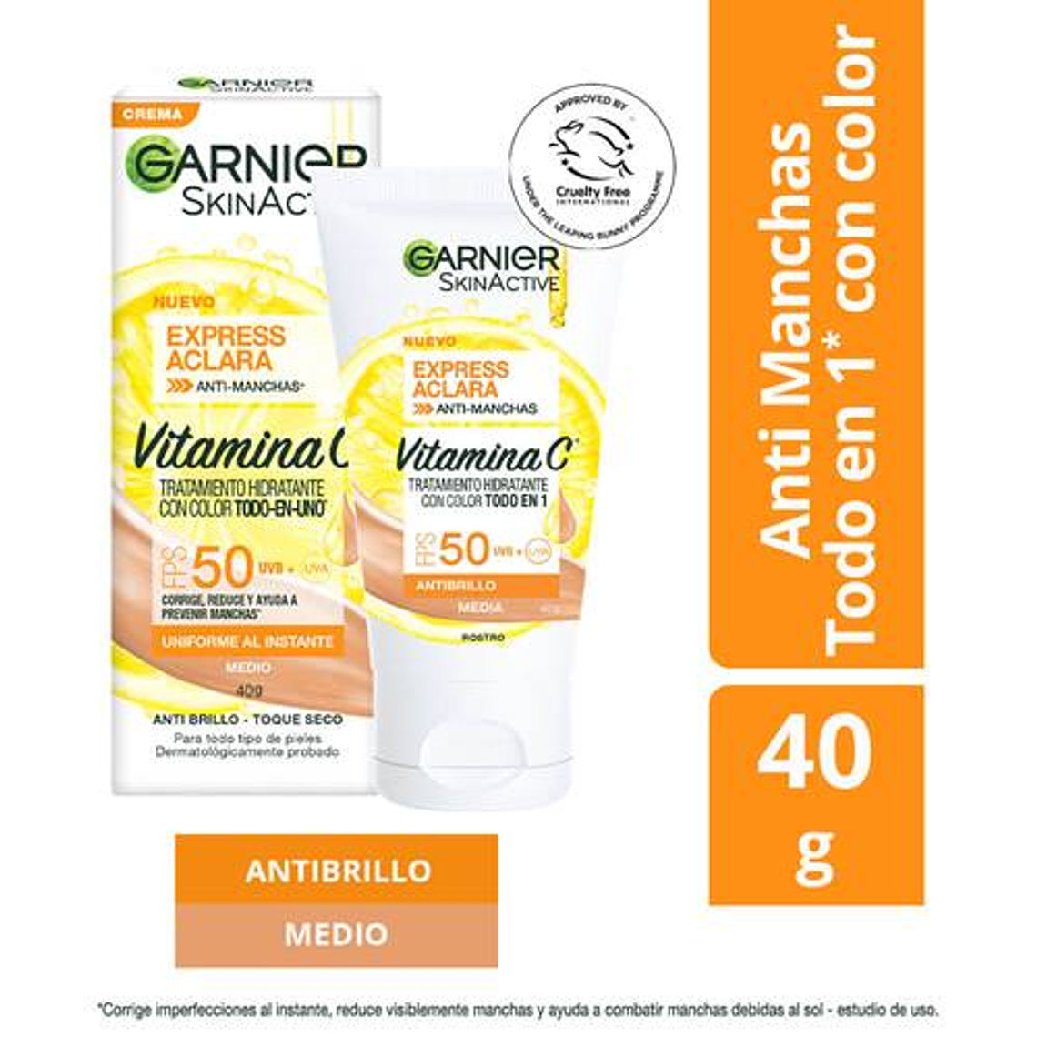 Crema Garnier Express Aclara Anti-Brillo Tono Medio 40g 1