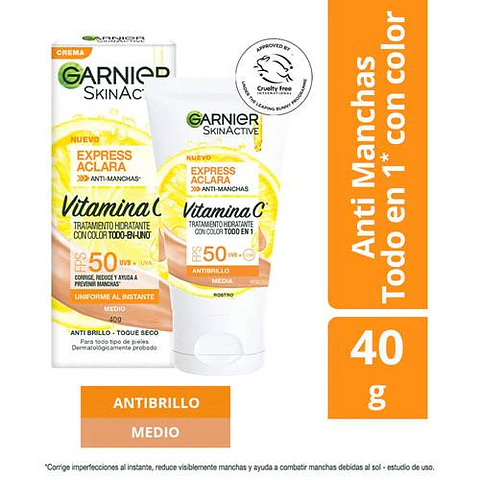 Crema Garnier Express Aclara Anti-Brillo Tono Medio 40g