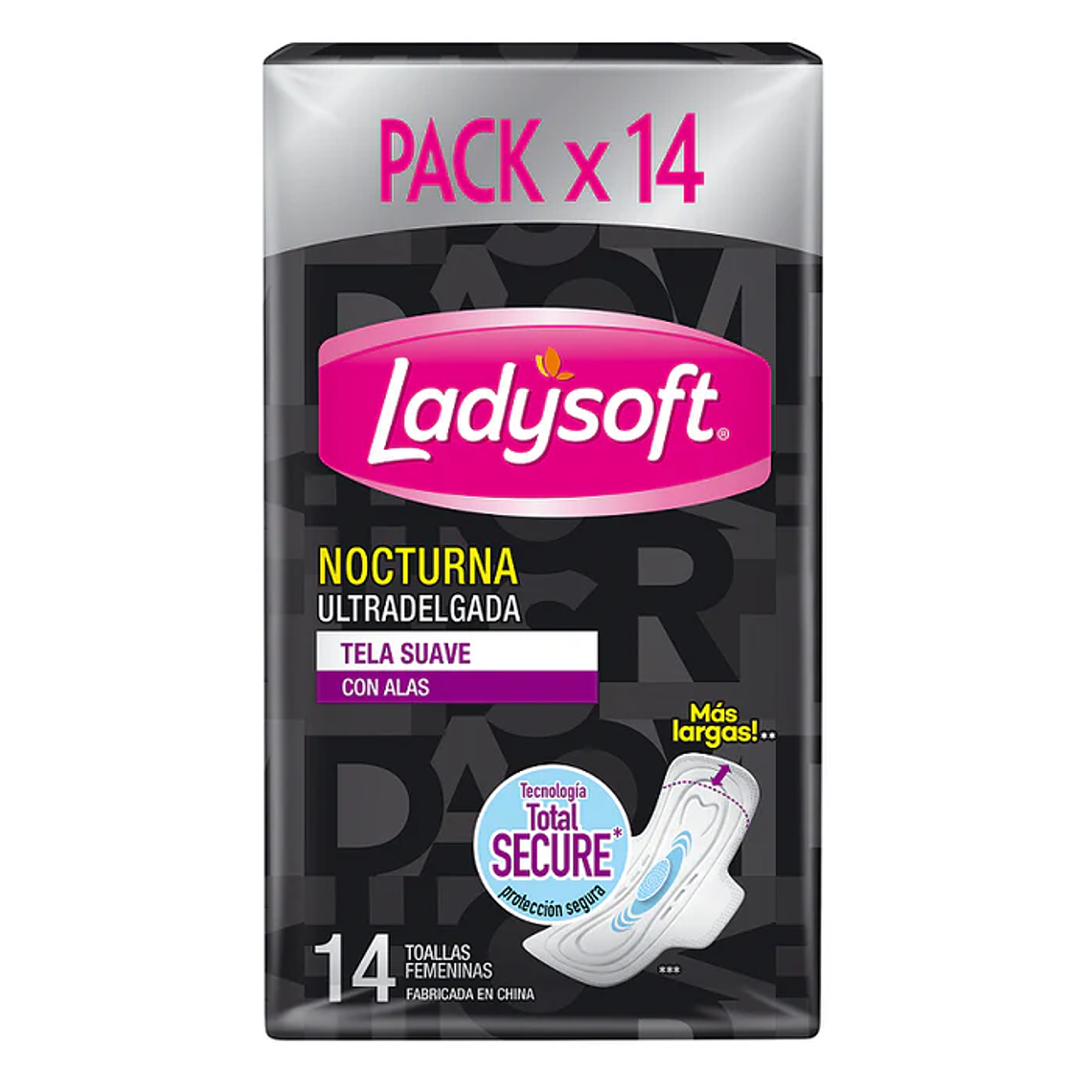 Toalla higiénica Ladysoft Nocturna Ultradelgada suave 14 unds 1