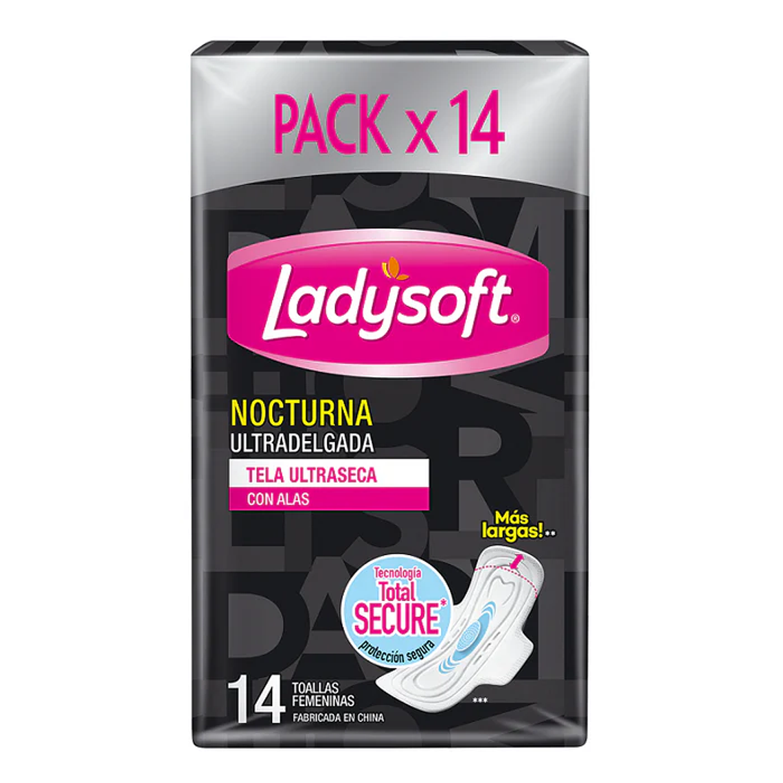 Toalla higiénica Ladysoft Nocturna Ultradelgada malla 14unds 1