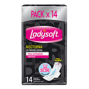 Toalla higiénica Ladysoft Nocturna Ultradelgada malla 14unds