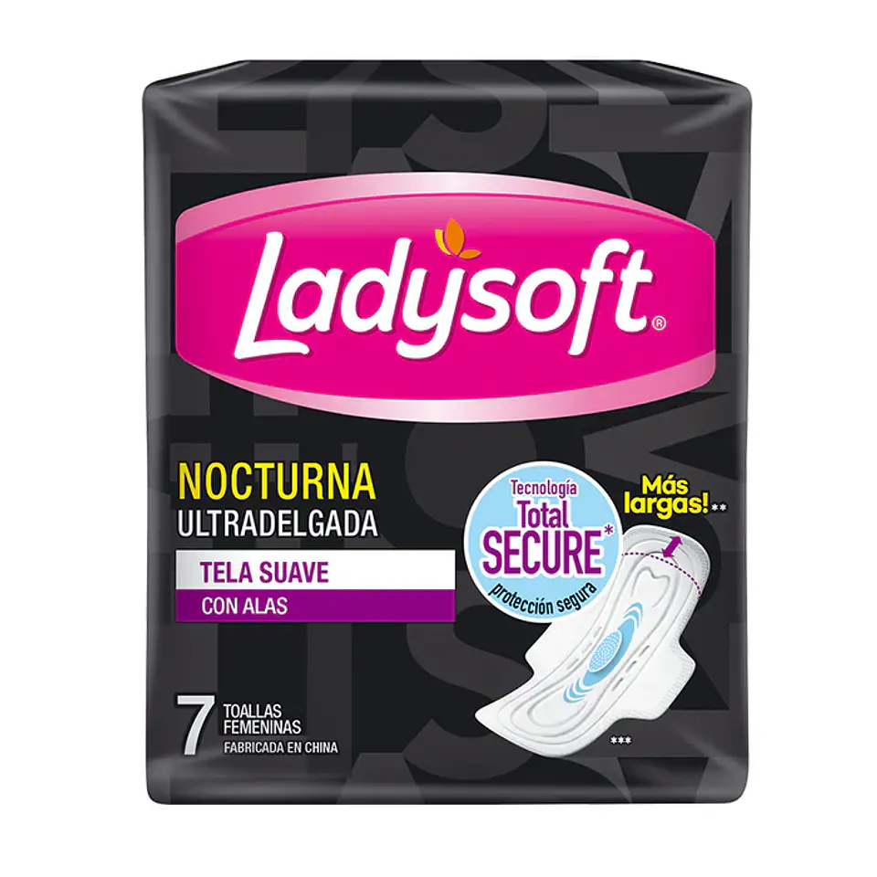 Toalla higiénica Ladysoft Nocturna Ultradelgada suave 7 unds 1