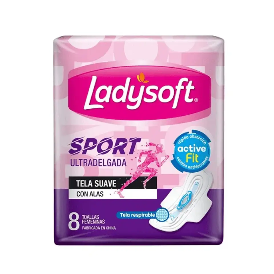 Toalla higiénica Ladysoft Sport ultradelgada 8 unds 1