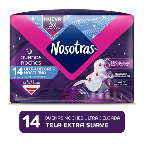 Toalla higiénica Nosotras Buenas Noches Ultradelgada 14unds.