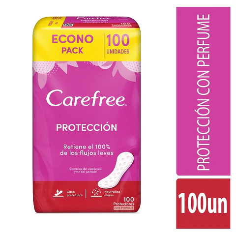 Protectores diarios Carefree proteccion con perfume 100unds