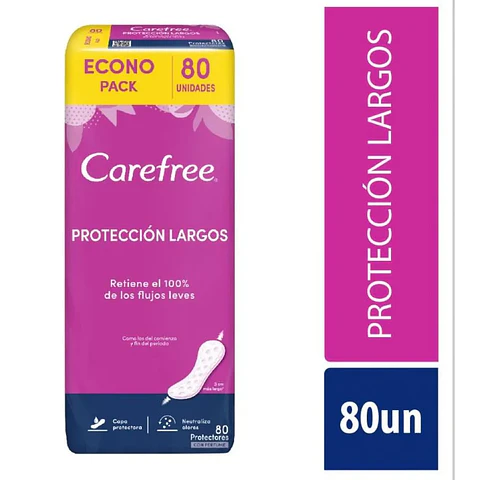 Protectores diarios largos Carefree 80 unidades