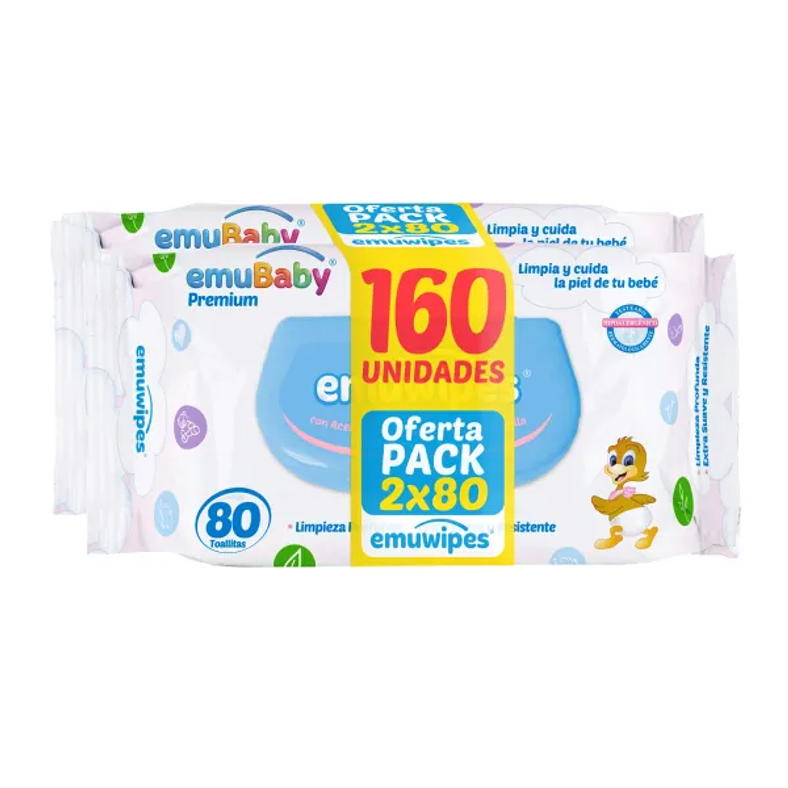 Toallitas humedas Emuwipes premium 160 unidades 1