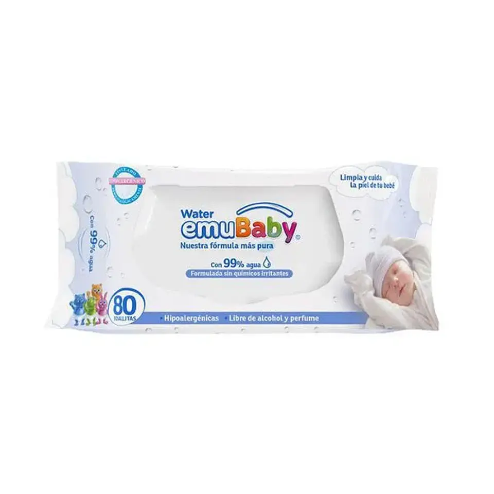 Toallitas Humedas Emuwipes Water Premium 80un 1