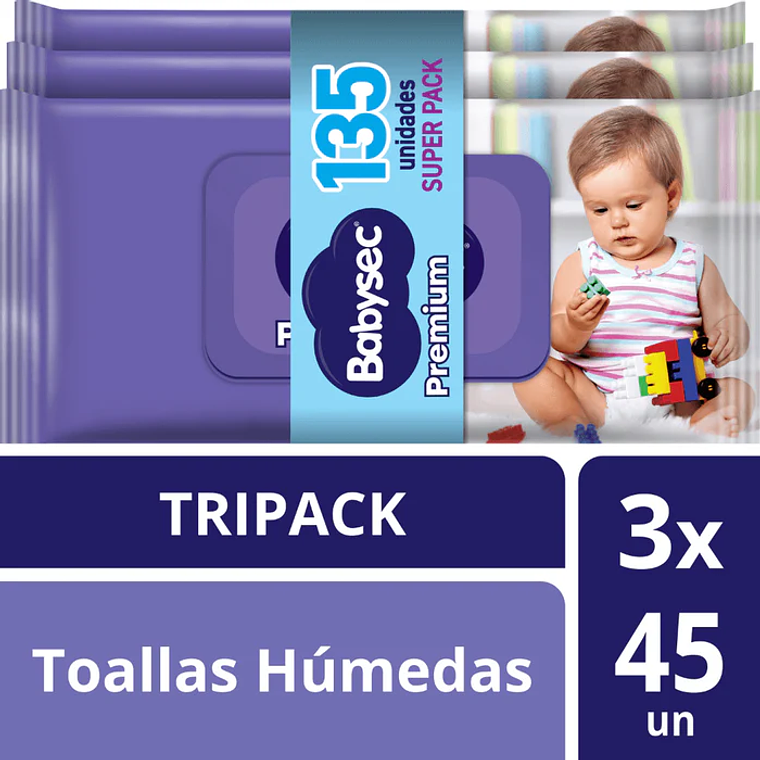Super pack Toallitas húmedas Babysec Premium 135 unidades 1