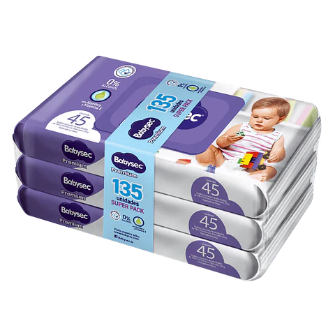 Super pack Toallitas húmedas Babysec Premium 135 unidades