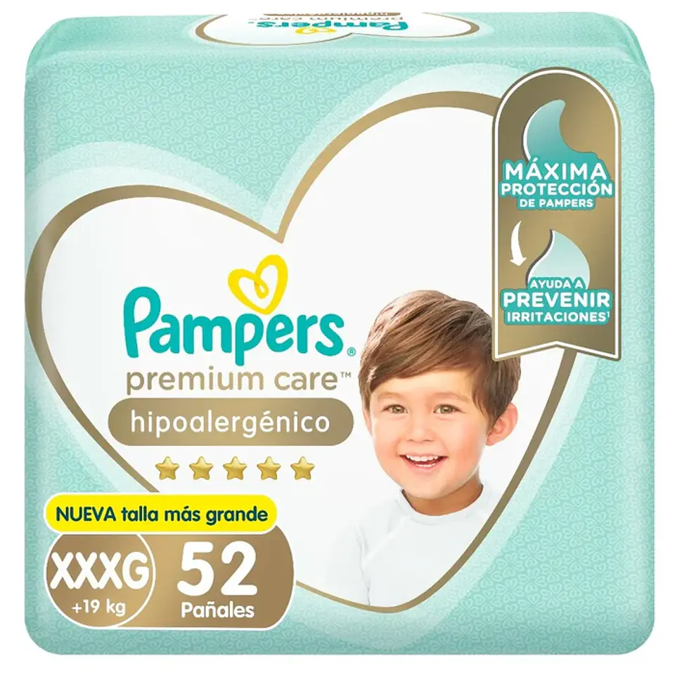 Pañales Pampers Premium Care XXXG 52 unds 1