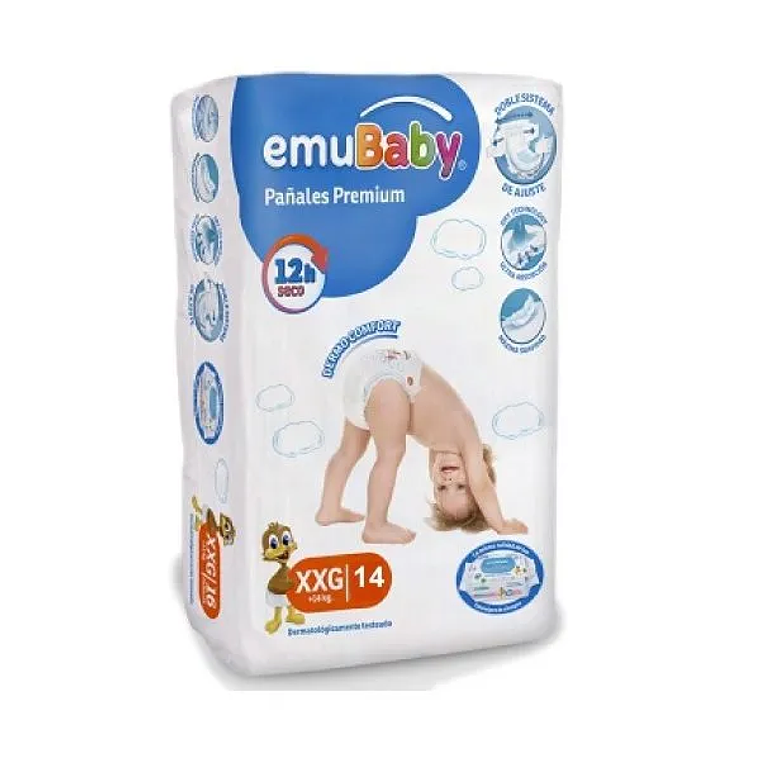 Pañales Emubaby premium XXG 14 unds 1