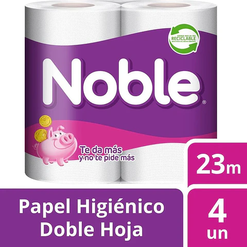 Papel higiénico Noble Doble Hoja 4 rollos 23 metros