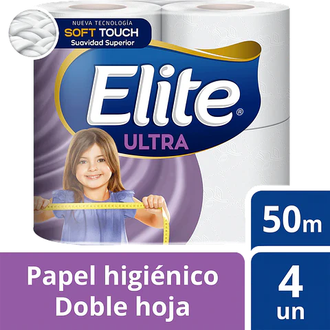 Papel higiénico Elite Ultra doble hoja 4 rollos 50m