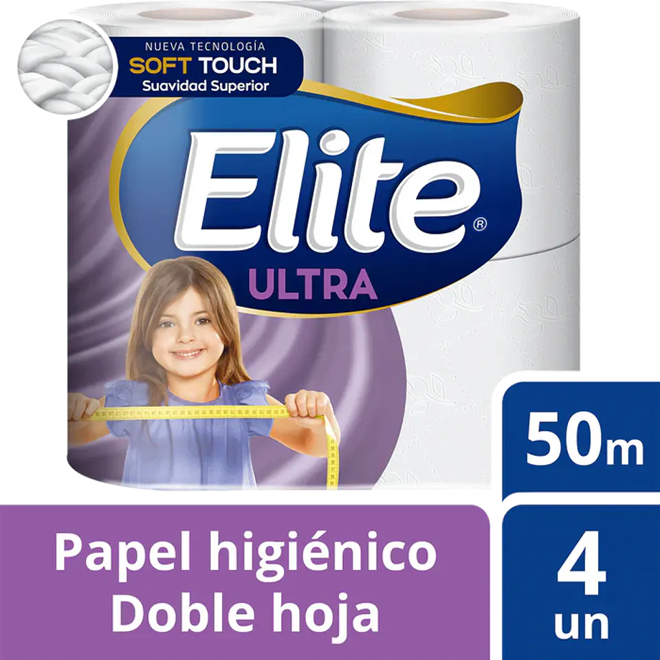 Papel higiénico Elite Ultra doble hoja 4 rollos 50m 1