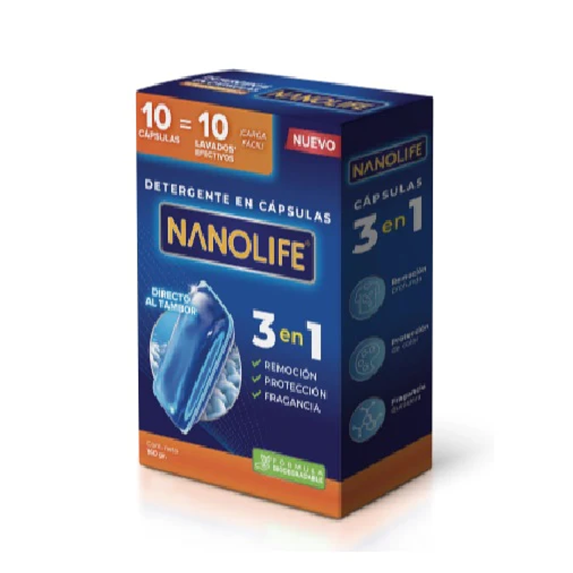 Detergente en capsulas Nanolife 10unds 1