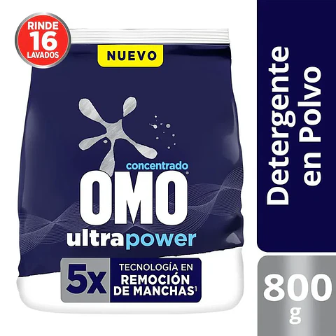 Detergente en Polvo Omo Matic Ultra Power 800g