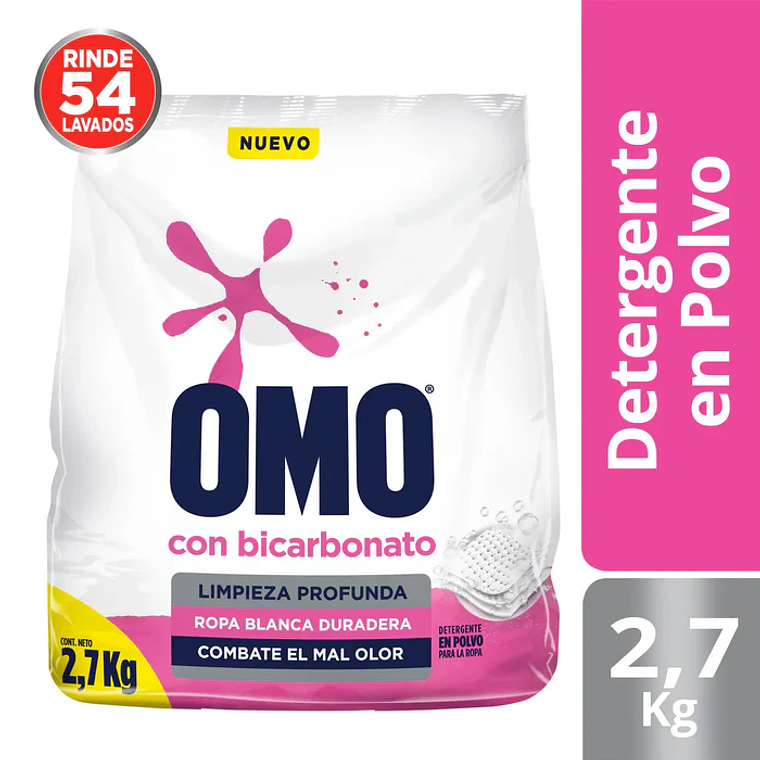 Detergente polvo Omo con Bicarbonato 2,7 Kg 1