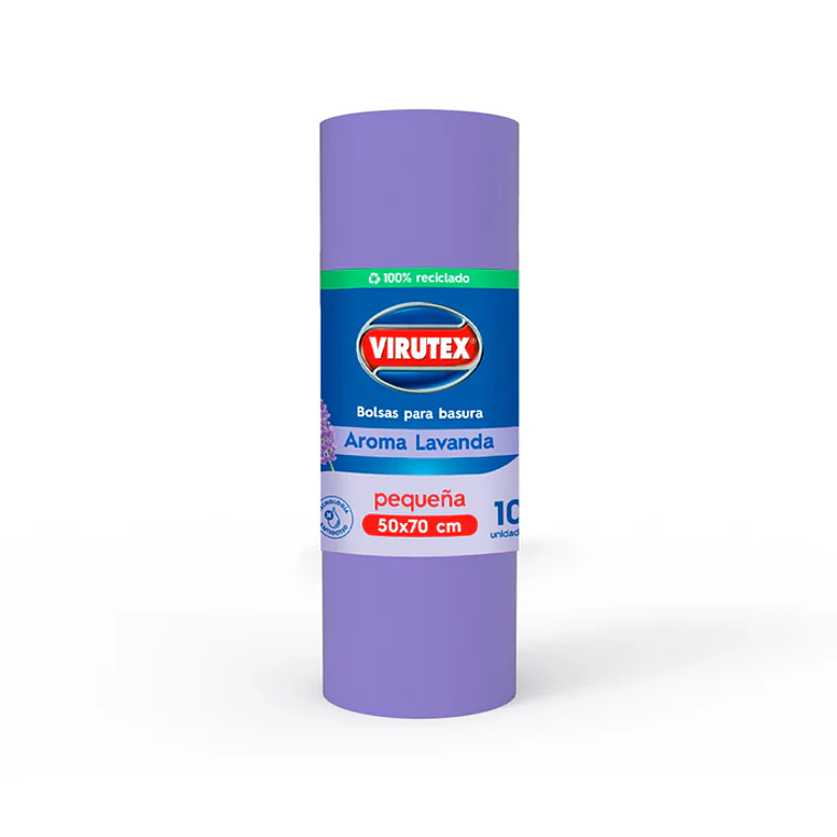 Bolsa de Basura Virutex 100% reciclada 50x70 Aroma Lavanda 10unid 1