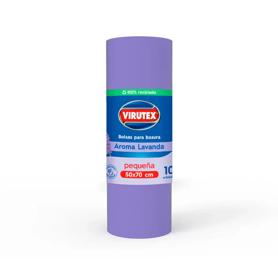 Bolsa de Basura Virutex 100% reciclada 50x70 Aroma Lavanda 10unid 1