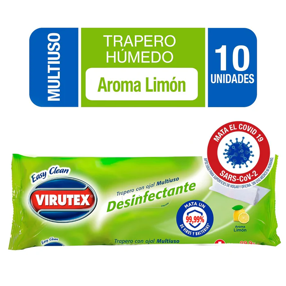 Trapero húmedo Virutex desinfectante Limón 10 unidades 1