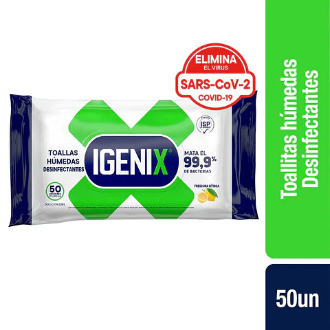 Toallas húmedas desinfectantes Igenix Frescura cítrica 50unds