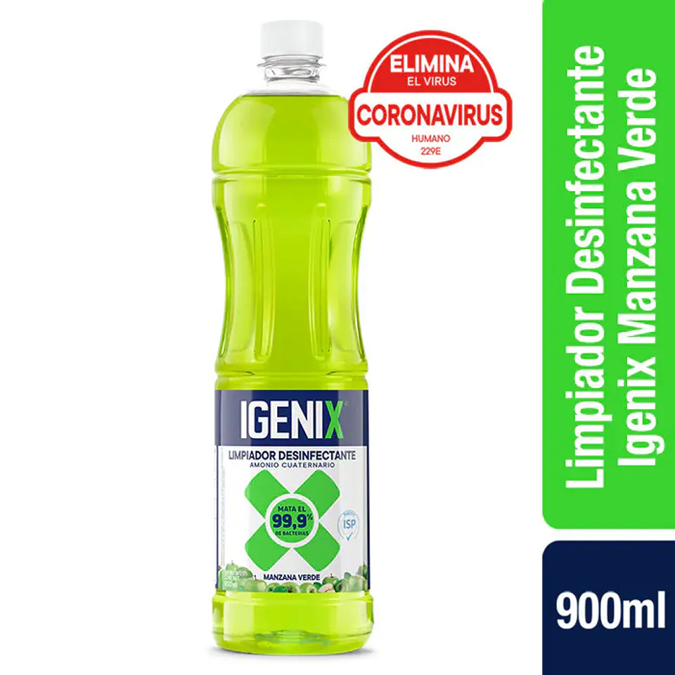 Limpiador Desinfectante Igenix Manzana Verde Amonio Cuaternario 900ml 1