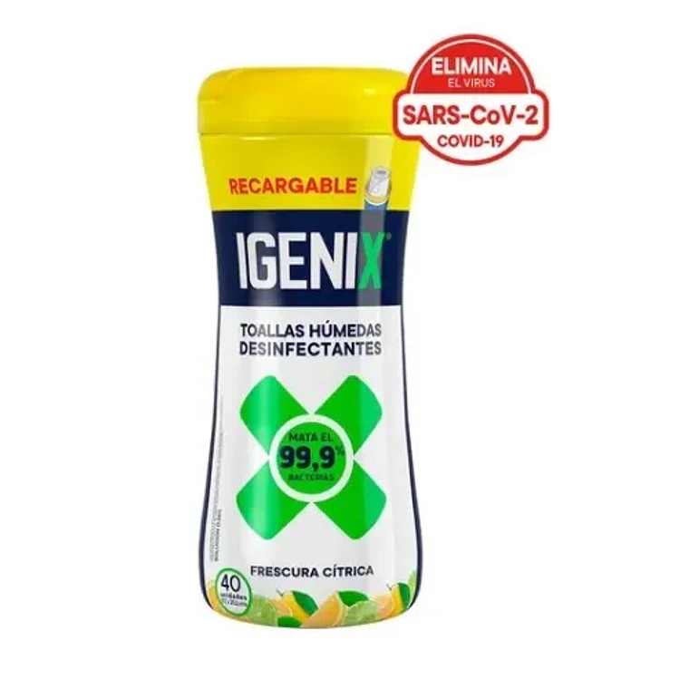 Toallas humedas desinfectantes Igenix frasco 40unds 1