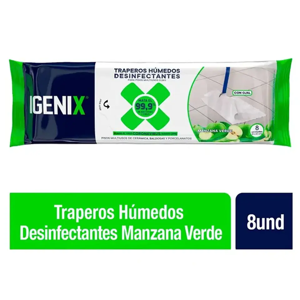 Traperos humedos desinfectantes Igenix manzana 8unds 1