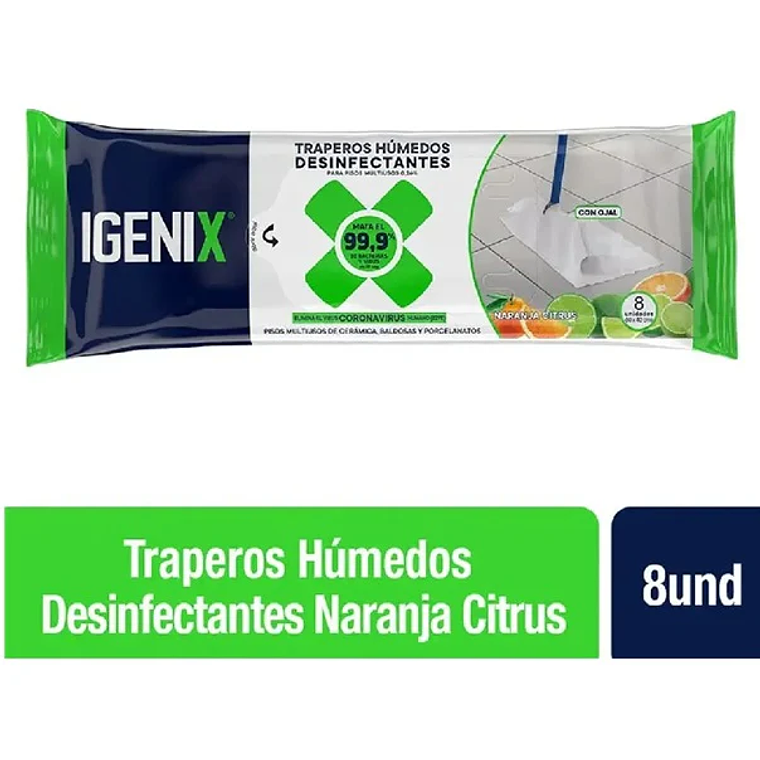 Traperos humedos desinfectantes Igenix naranja 8unds 1
