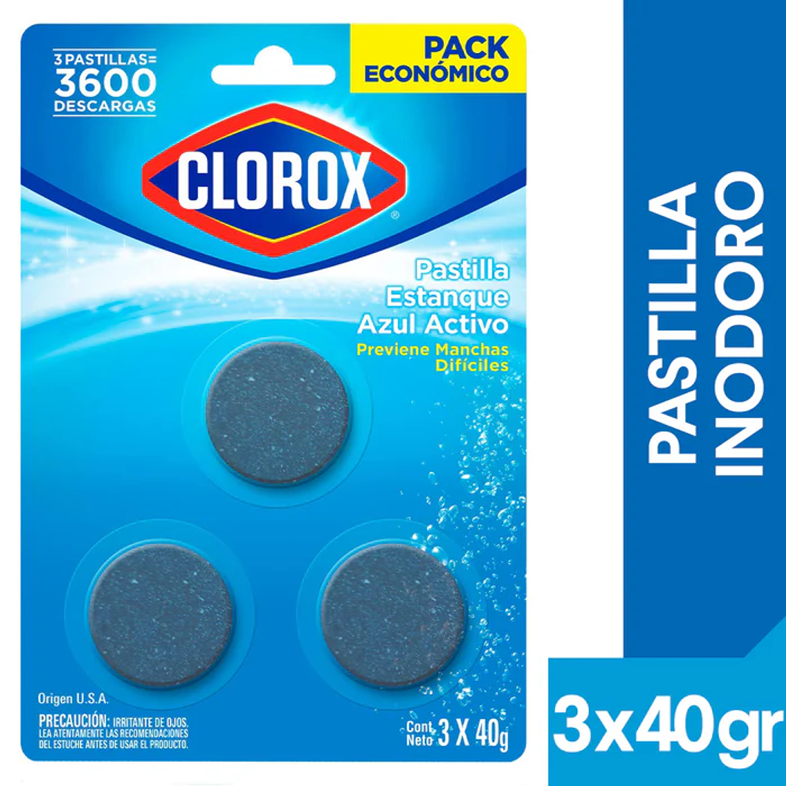 Pastilla para Estanque de Inodoro Clorox Azul Activo 3 x 40g 1