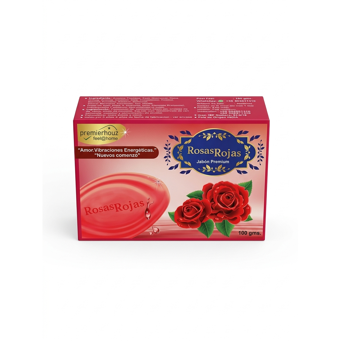 Jabón de Rosas Rojas Premierhouz - Amor y Nuevos Comienzos (100g) 1