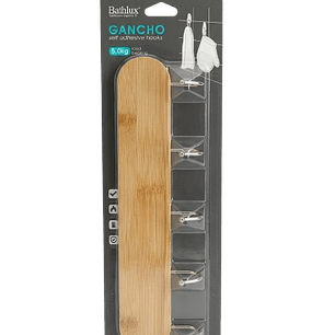 Gancho de Bambú Adhesivo Bathlux - Soporte 5kg con 5 Colgadores