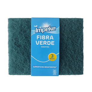IMPEKE ESPONJA FIBRA VERDE 3 UNIDADES