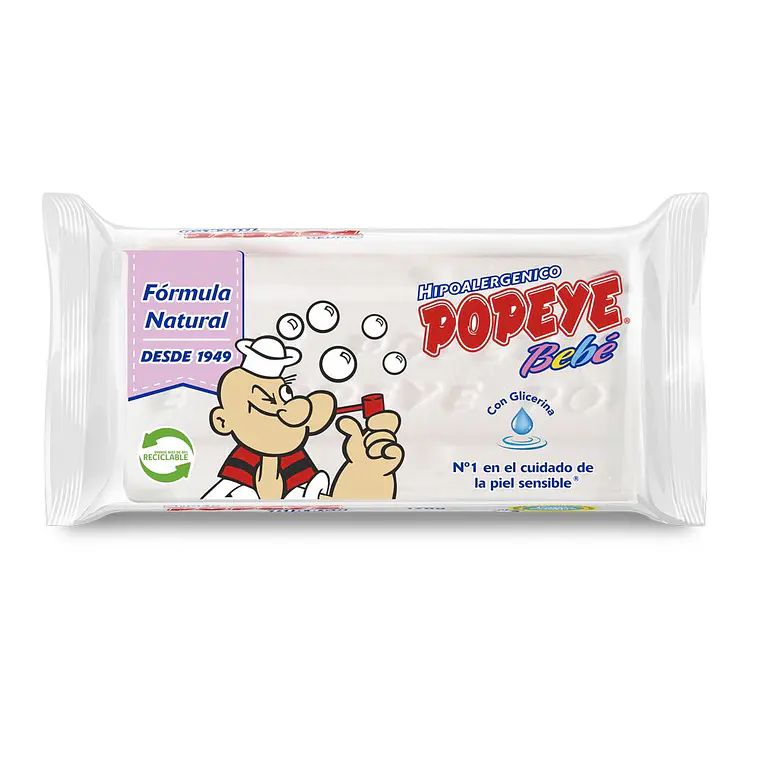 Jabón Hipoalergénico Popeye Bebé de lavar 170 gramos 1