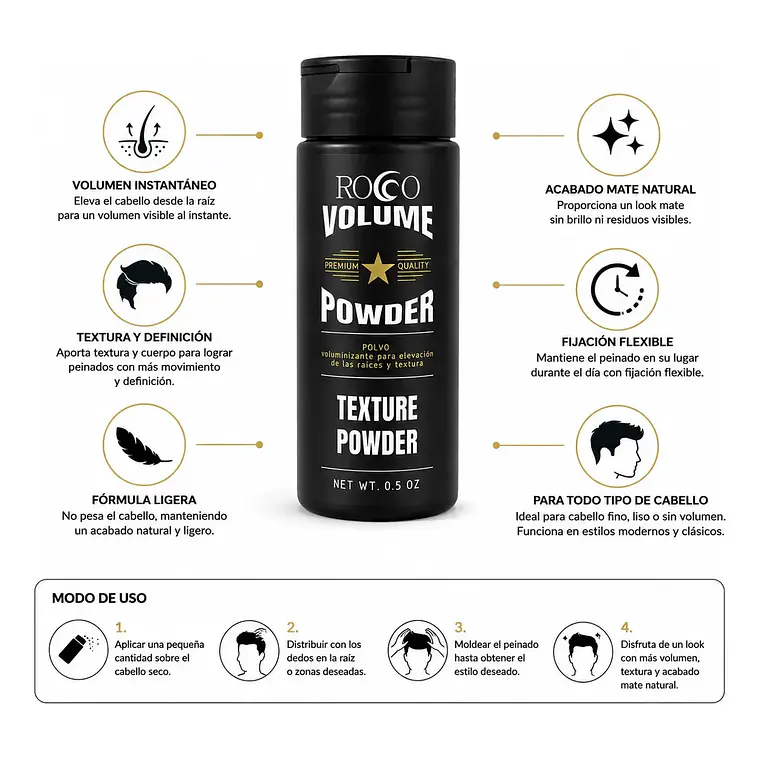 Rocco Polvo Texturizante Volumen Powder 15g 2