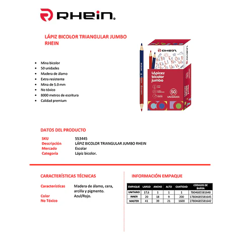 Lapiz Bicolor Jumbo Triangular Rhein