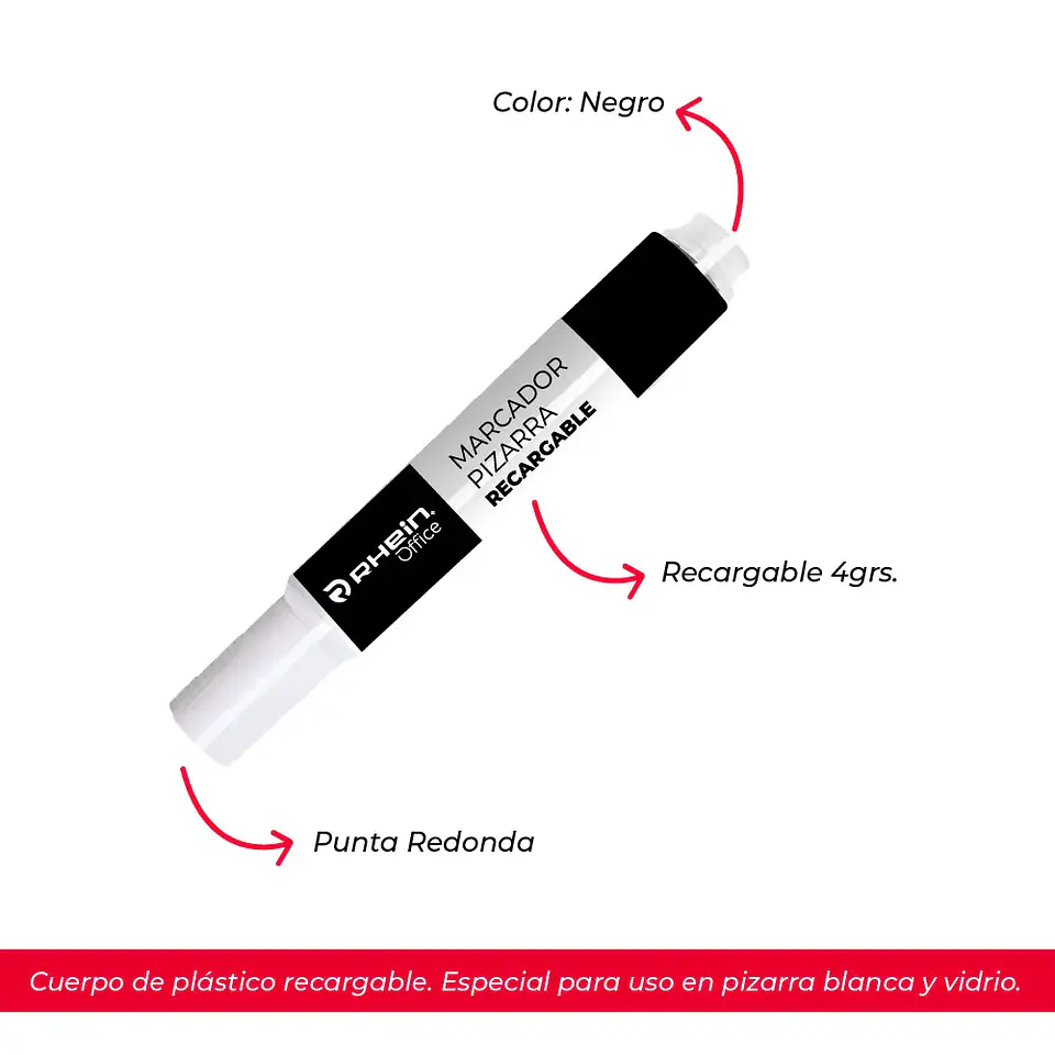 Marcador De Pizarra 4G Recargable Negro  Rhein 1