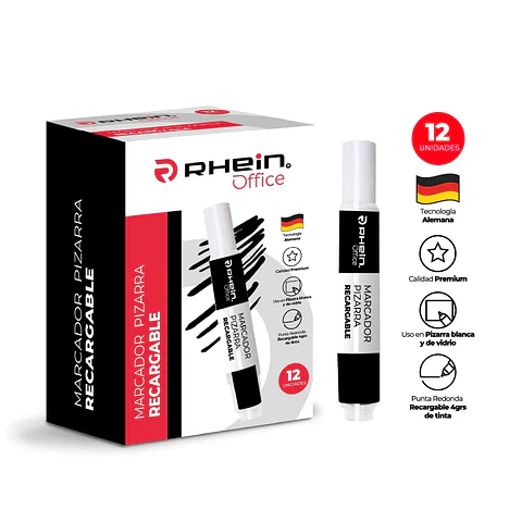 Marcador De Pizarra 4G Recargable Negro  Rhein