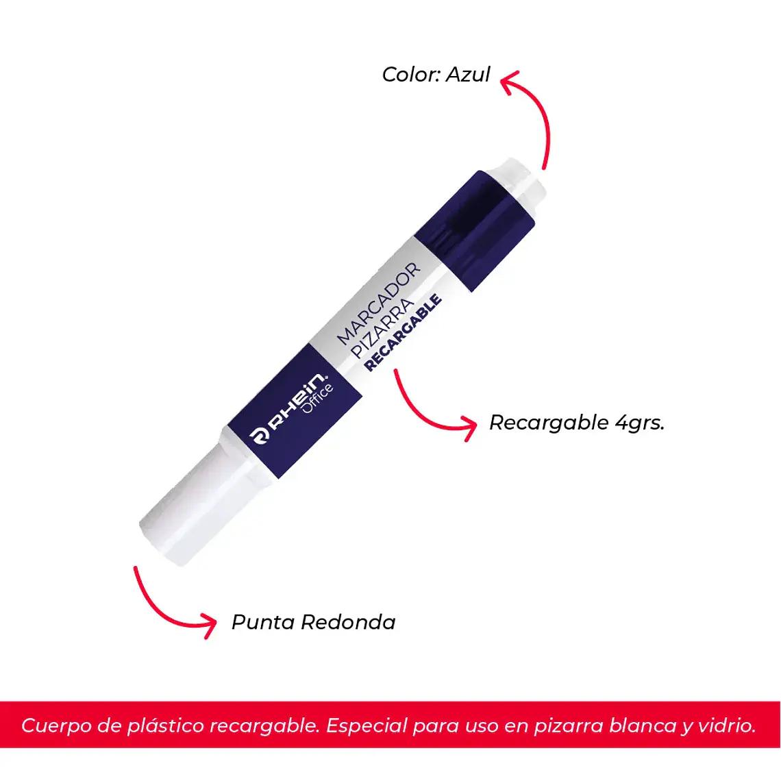 Marcador De Pizarra 4G Recargable Azul  Rhein 1