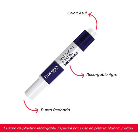 Marcador De Pizarra 4G Recargable Azul  Rhein