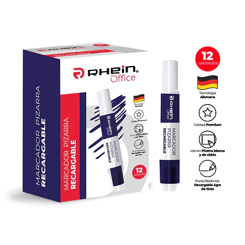 Marcador De Pizarra 4G Recargable Azul  Rhein