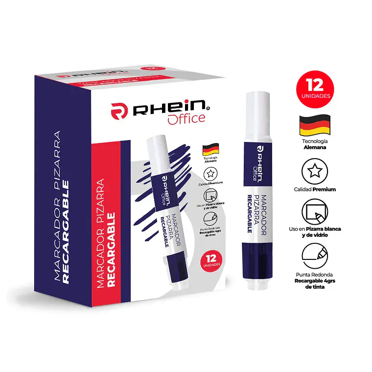 Marcador De Pizarra 4G Recargable Azul  Rhein 2