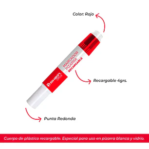 Marcador De Pizarra 4G Recargable Rojo  Rhein