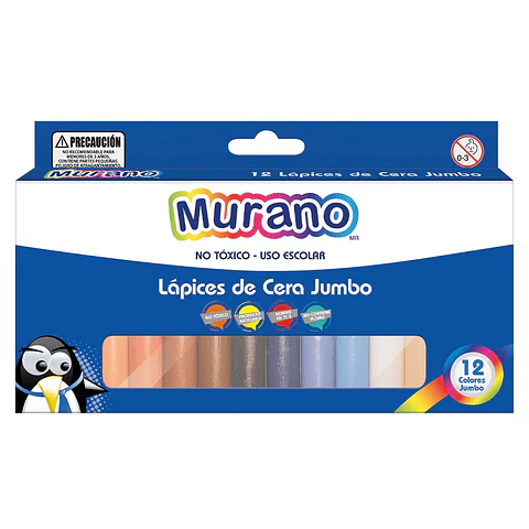Lapices De Cera 12 Colores Jumbo Redondos Murano
