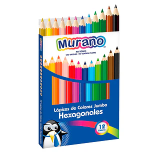 Lapices 12 Colores Largos Jumbo Hexagonales Murano