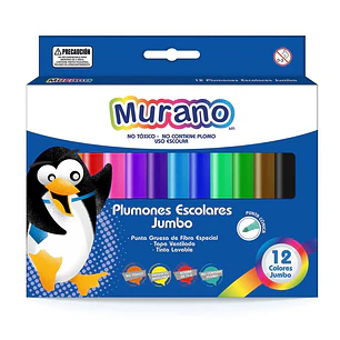 Plumon Escolar Jumbo 12 Colores Murano
